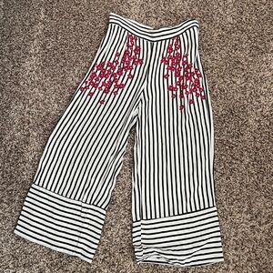 Zara Black and White Striped Pants